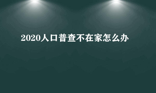 2020人口普查不在家怎么办