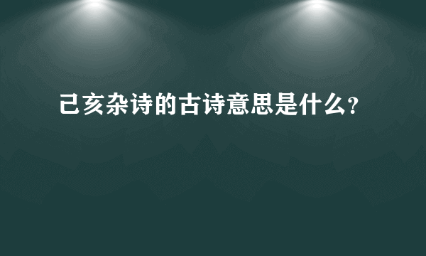 己亥杂诗的古诗意思是什么？