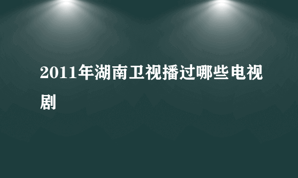 2011年湖南卫视播过哪些电视剧