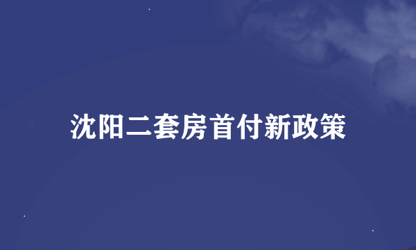 沈阳二套房首付新政策