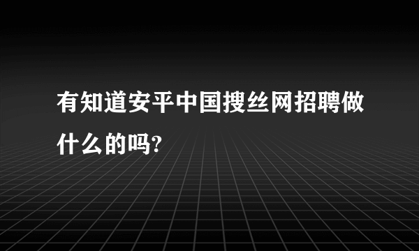 有知道安平中国搜丝网招聘做什么的吗?