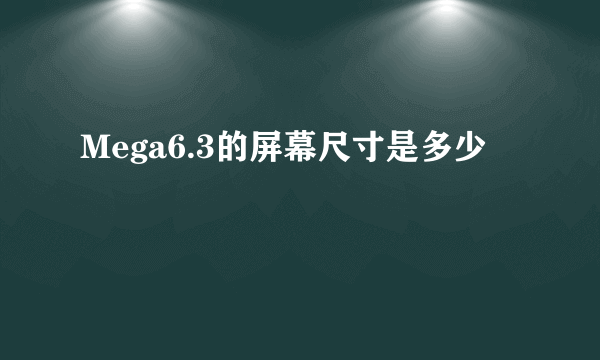 Mega6.3的屏幕尺寸是多少