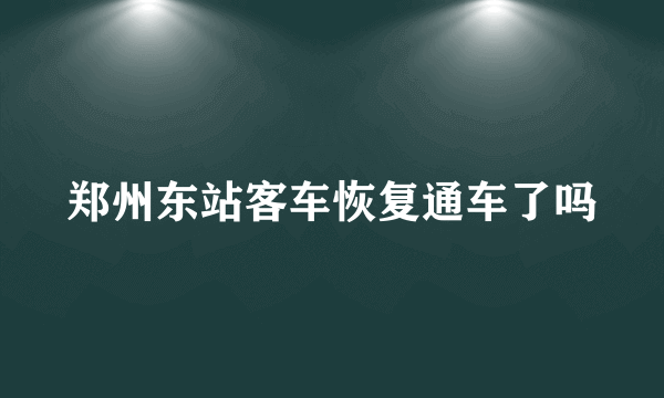 郑州东站客车恢复通车了吗