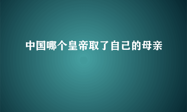 中国哪个皇帝取了自己的母亲