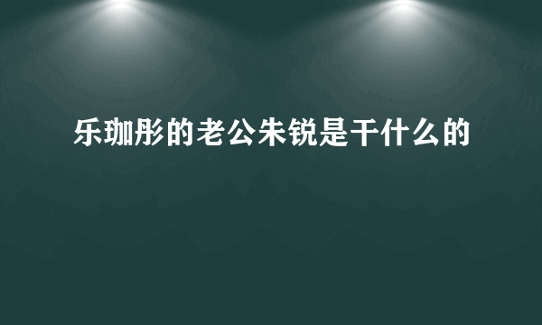 乐珈彤的老公朱锐是干什么的