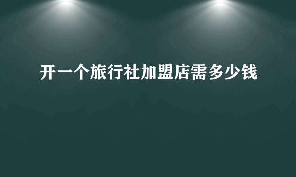 开一个旅行社加盟店需多少钱