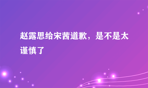 赵露思给宋茜道歉，是不是太谨慎了