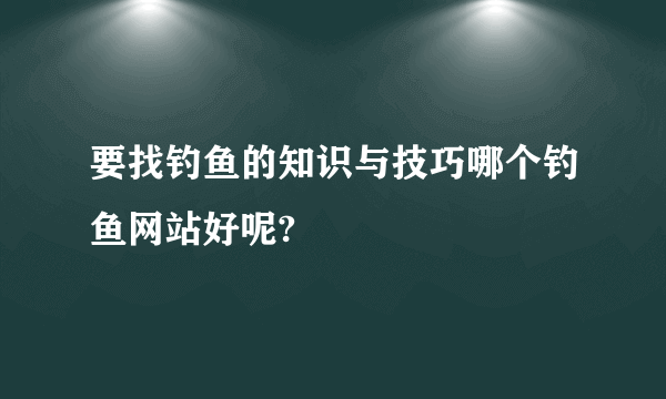 要找钓鱼的知识与技巧哪个钓鱼网站好呢?