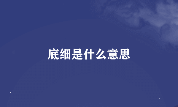 底细是什么意思