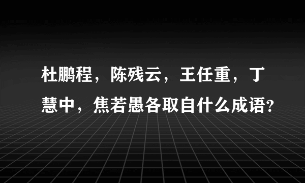 杜鹏程，陈残云，王任重，丁慧中，焦若愚各取自什么成语？