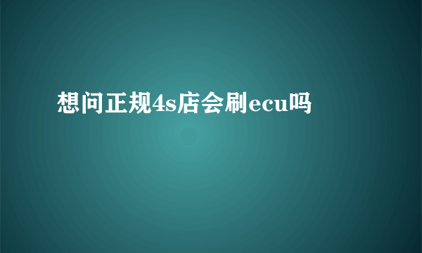 想问正规4s店会刷ecu吗