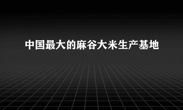 中国最大的麻谷大米生产基地