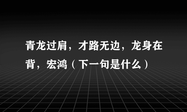 青龙过肩，才路无边，龙身在背，宏鸿（下一句是什么）