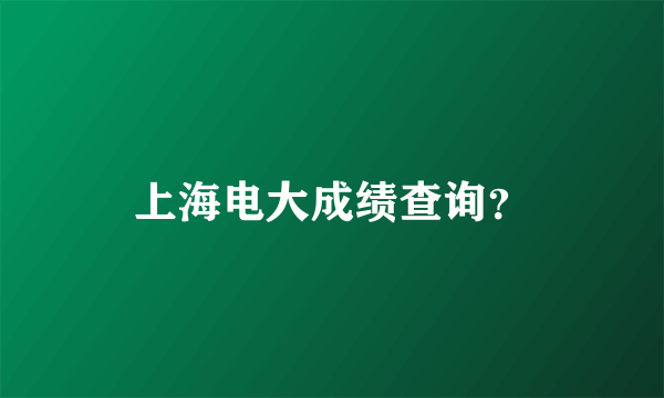 上海电大成绩查询？