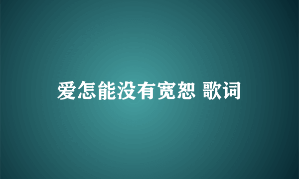 爱怎能没有宽恕 歌词