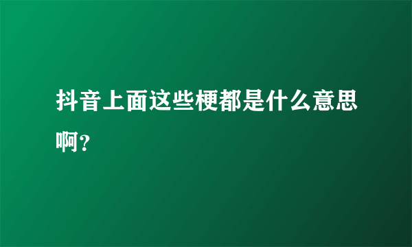 抖音上面这些梗都是什么意思啊？