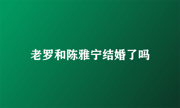 老罗和陈雅宁结婚了吗