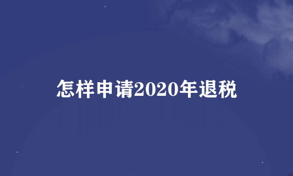 怎样申请2020年退税