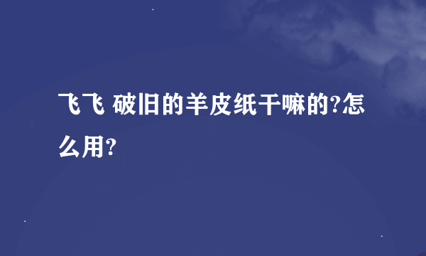 飞飞 破旧的羊皮纸干嘛的?怎么用?