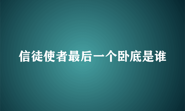 信徒使者最后一个卧底是谁