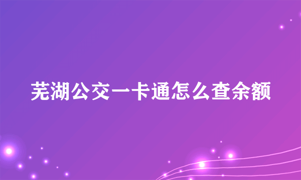 芜湖公交一卡通怎么查余额