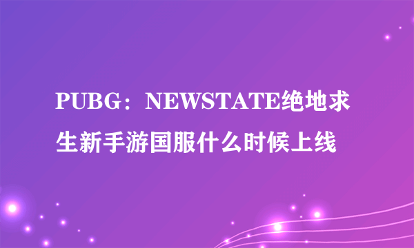 PUBG：NEWSTATE绝地求生新手游国服什么时候上线