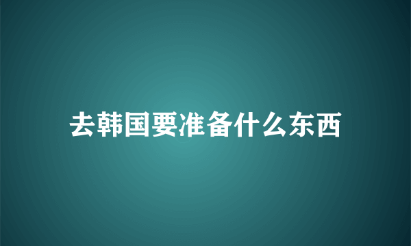 去韩国要准备什么东西