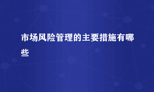 市场风险管理的主要措施有哪些