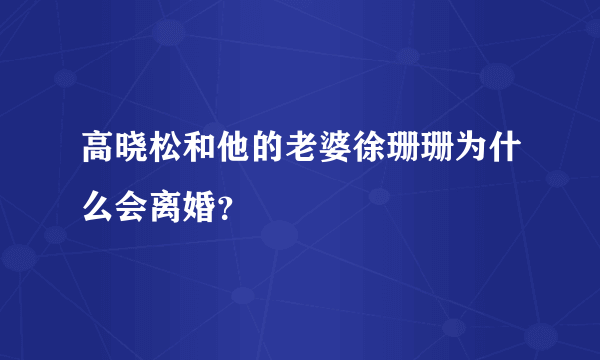 高晓松和他的老婆徐珊珊为什么会离婚？