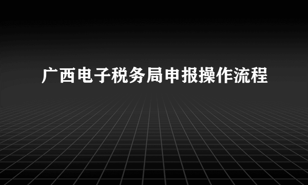 广西电子税务局申报操作流程