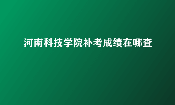 河南科技学院补考成绩在哪查