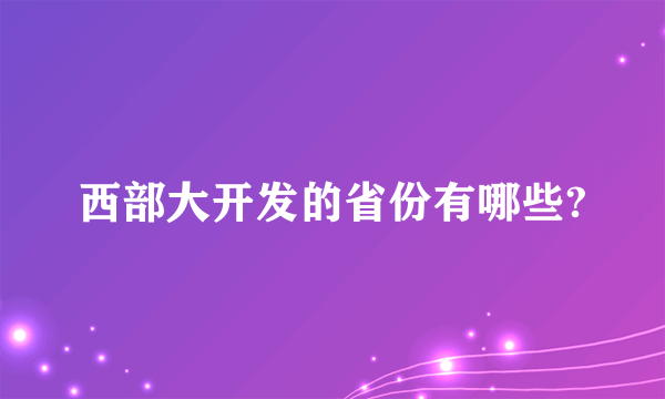 西部大开发的省份有哪些?