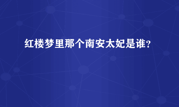 红楼梦里那个南安太妃是谁？