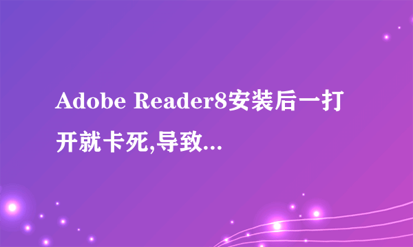 Adobe Reader8安装后一打开就卡死,导致也打不开Pdf。安装程序没问题,已经用360清理了流氓插件。为什么