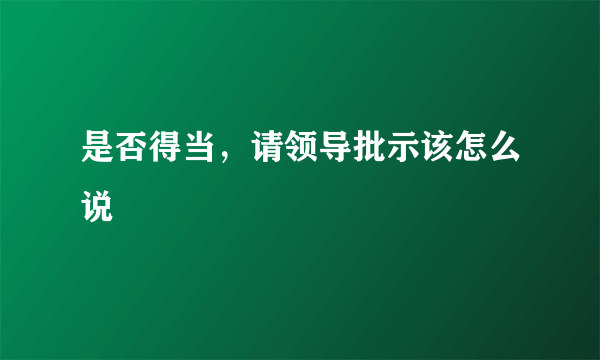 是否得当，请领导批示该怎么说