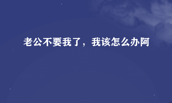 老公不要我了，我该怎么办阿