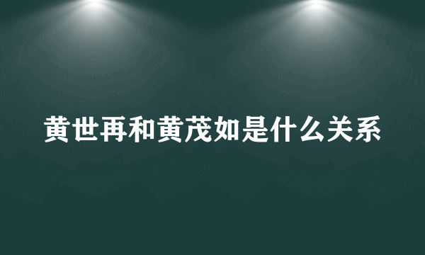 黄世再和黄茂如是什么关系