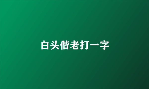 白头偕老打一字