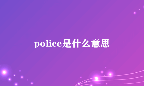 police是什么意思