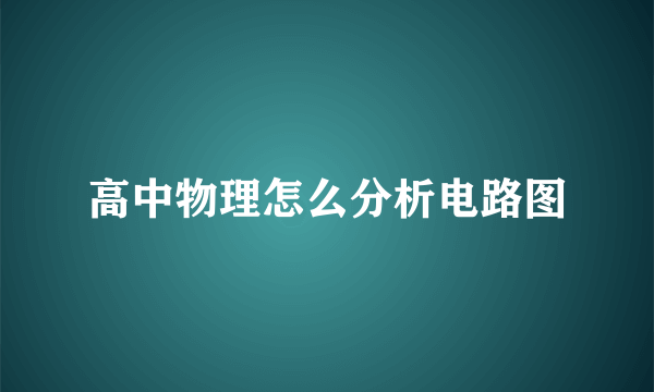 高中物理怎么分析电路图