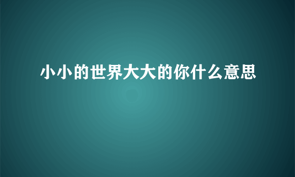 小小的世界大大的你什么意思