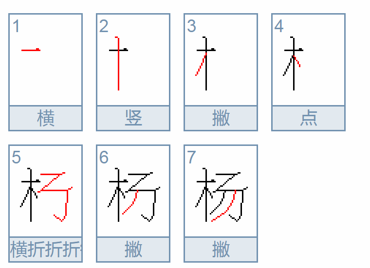 杨字的笔顺笔画顺序