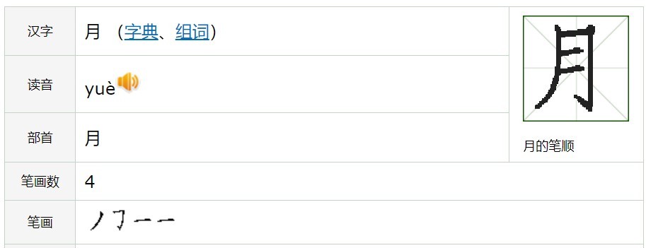 月的笔顺怎么读