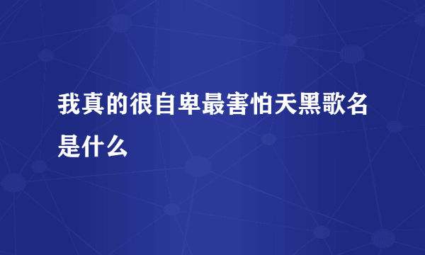 我真的很自卑最害怕天黑歌名是什么