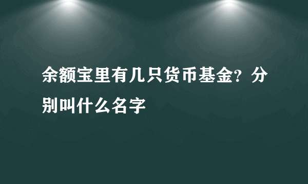 余额宝里有几只货币基金？分别叫什么名字