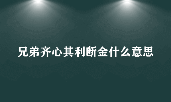 兄弟齐心其利断金什么意思