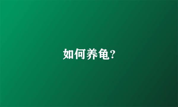 如何养龟?