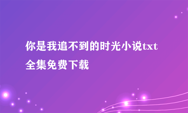 你是我追不到的时光小说txt全集免费下载