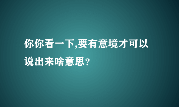 你你看一下,要有意境才可以说出来啥意思？