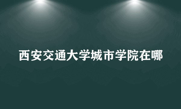 西安交通大学城市学院在哪